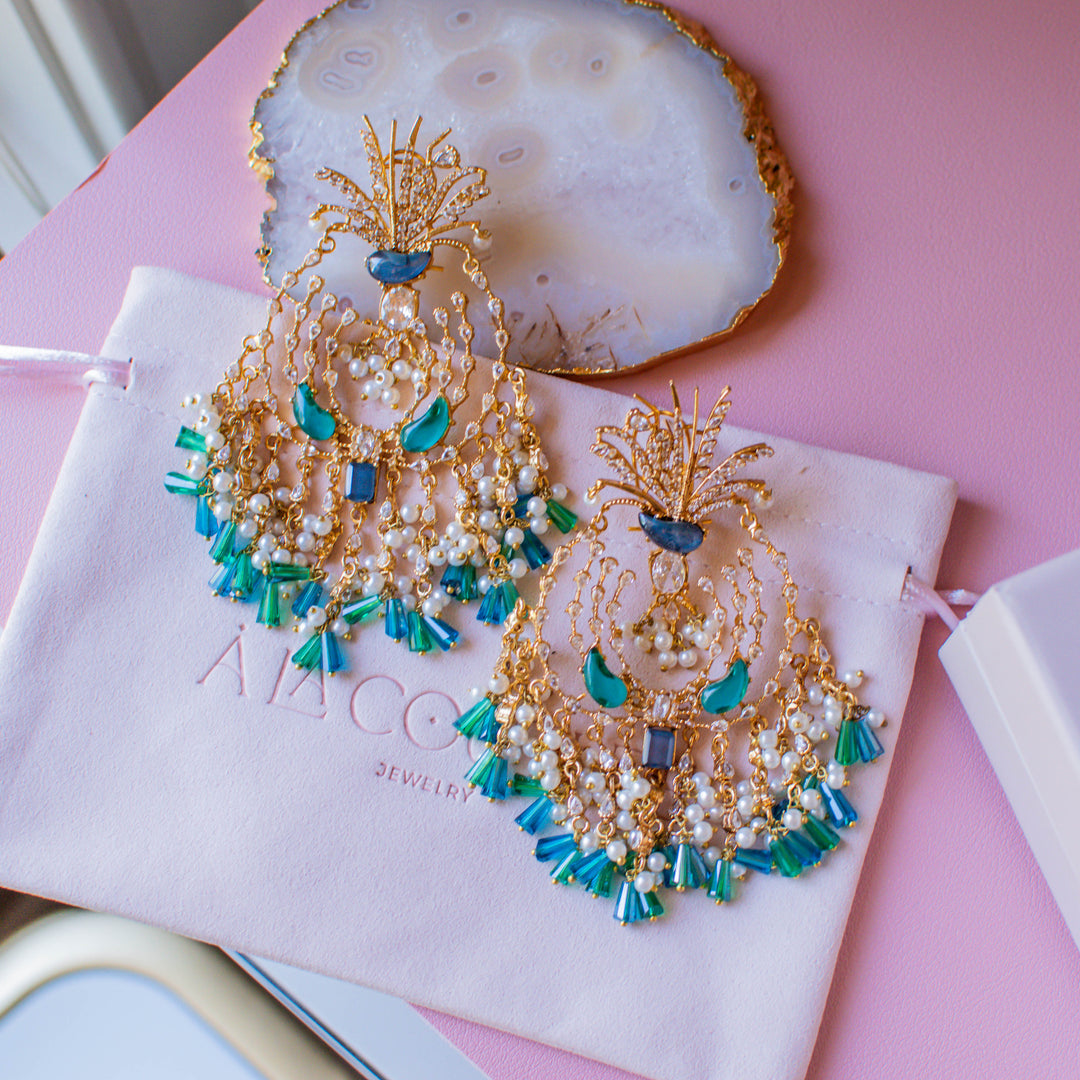 Ariana Earrings - Green & Blue