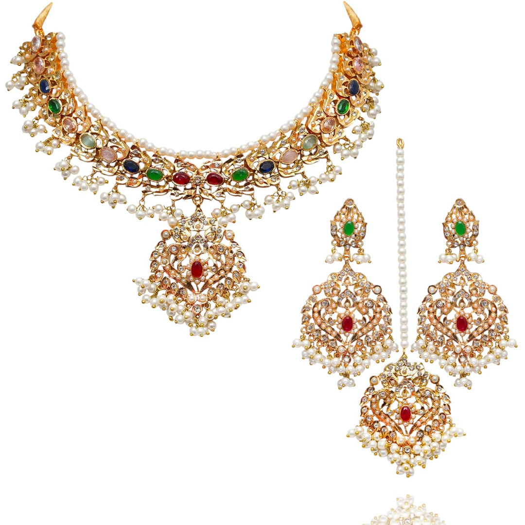 Custom Order - Koeli Set With Pink, Red & Green Stones