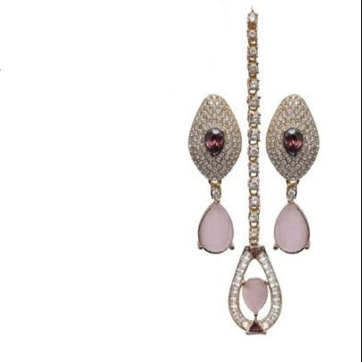 Kareena Kapoor Earrings & Teekah Set - Pink