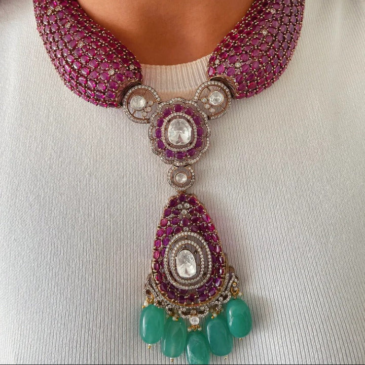 Custom Order - Mahra Mala W/ Green Beads & Green Meenakari