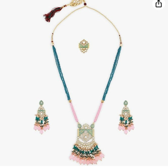 Custom Order - Mahra Mala W/ Green Beads & Green Meenakari