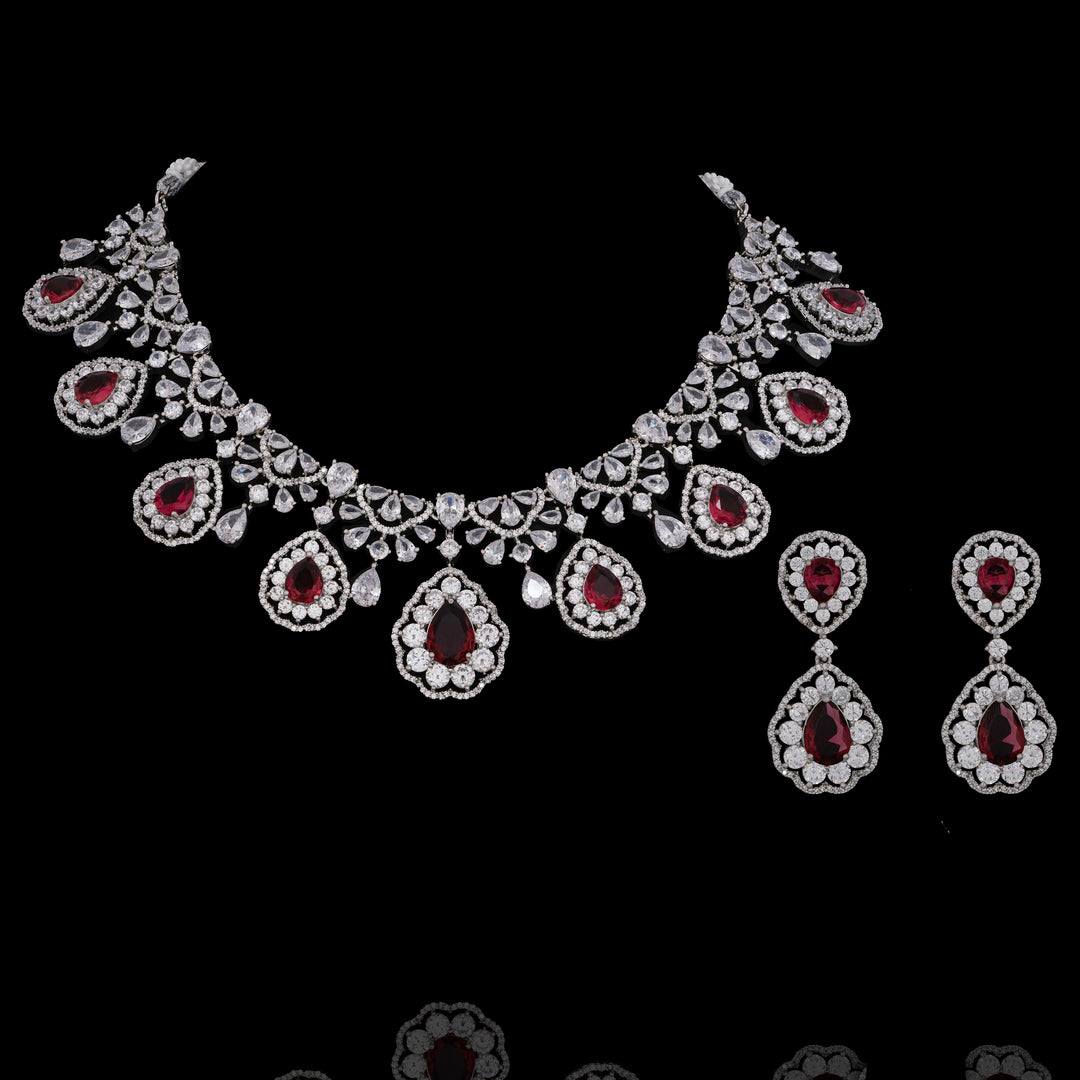 Lavanya Set - Ruby Necklace & Earrings Only