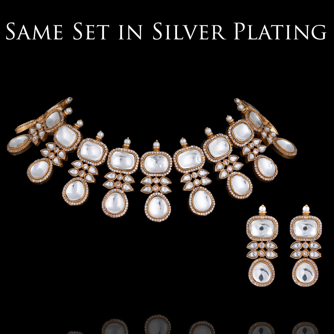 Custom Order - Nesha Set Kundan (Silver Plated)
