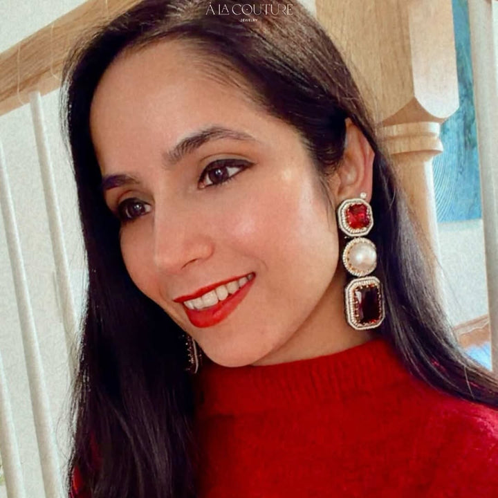 Prerna Earrings - Ruby Look