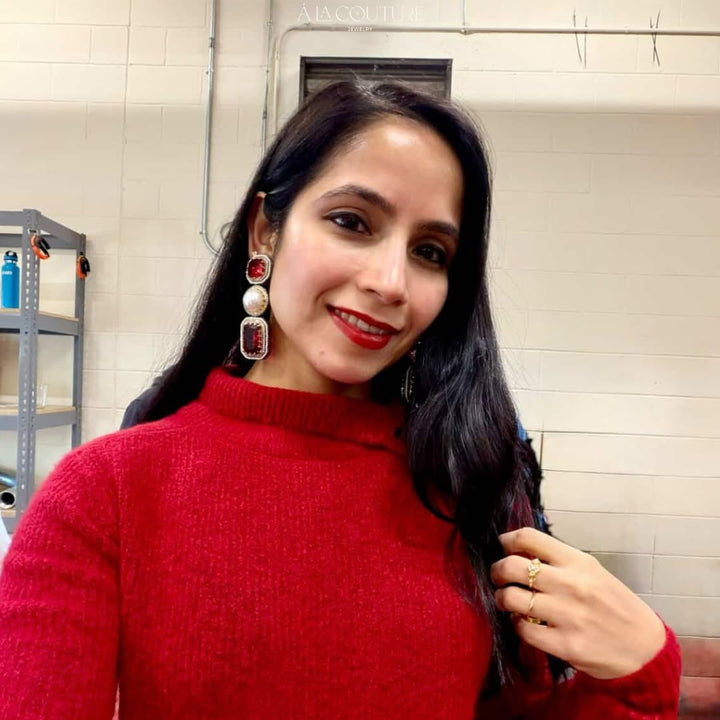 Prerna Earrings - Ruby Look