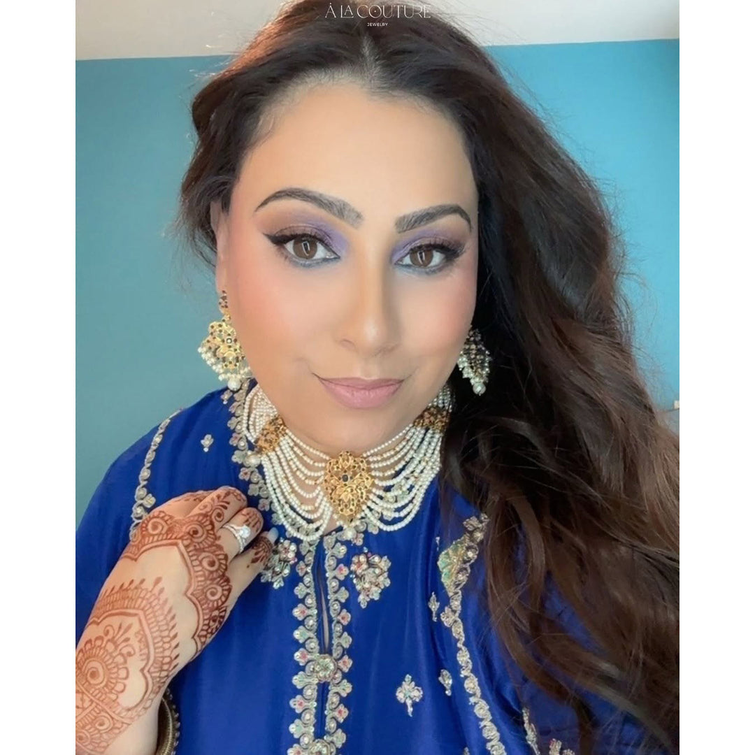 Eliah Look With Deep Blue & Soft Pink Stones