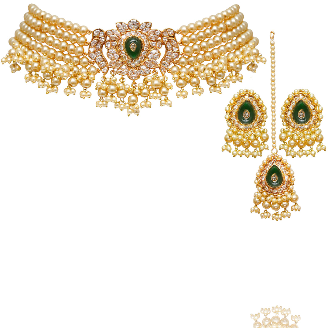 Hina Set With Teekah & Creme Pearls