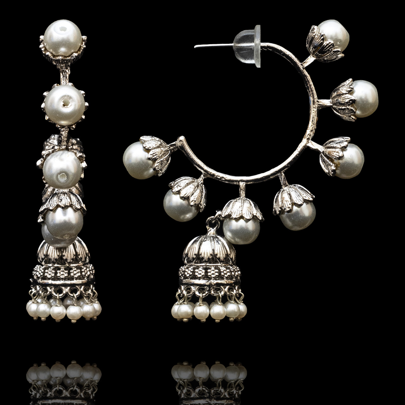 Aruna Earrings - Oxidized Silver