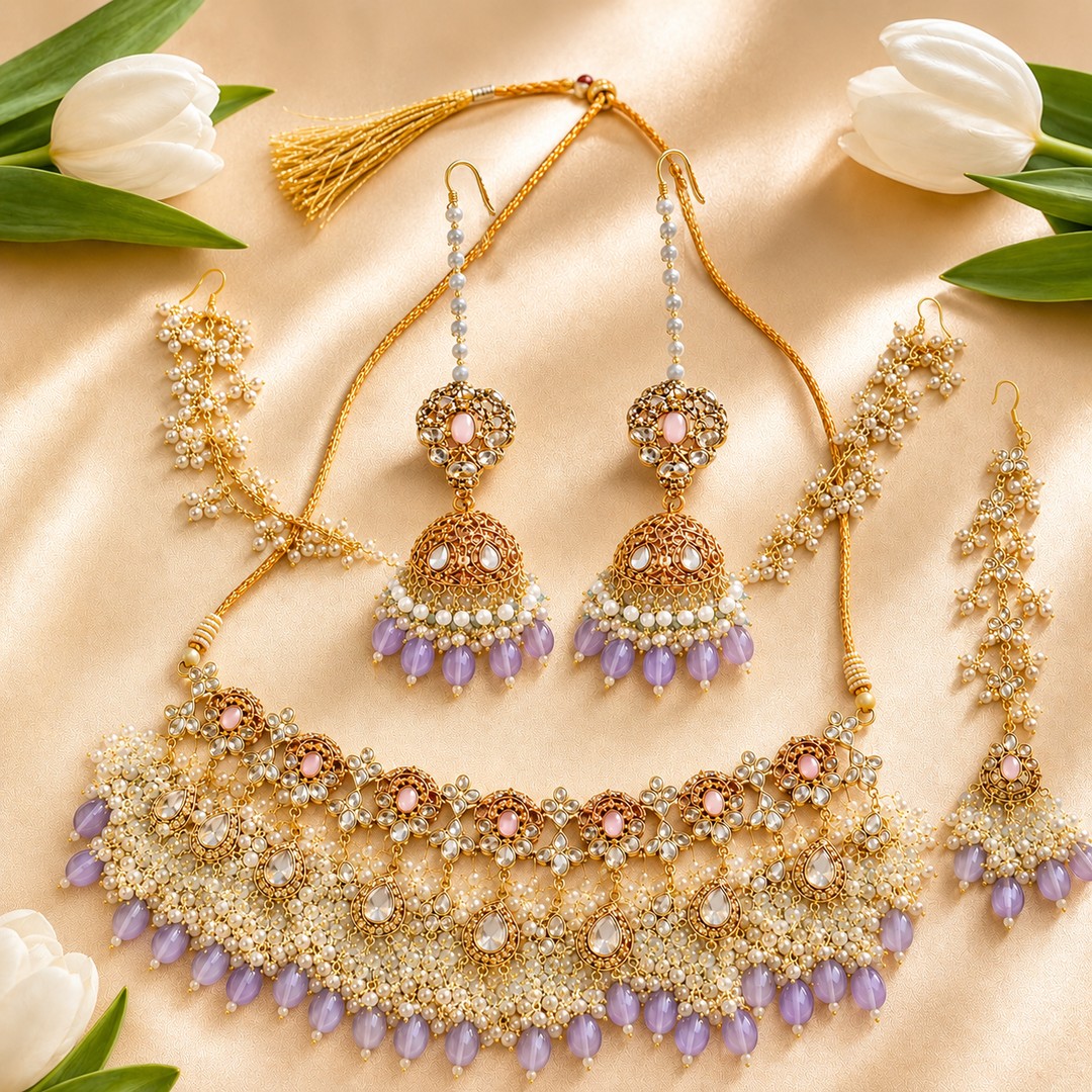 Mehtab Set - Lilac & Sky Blue