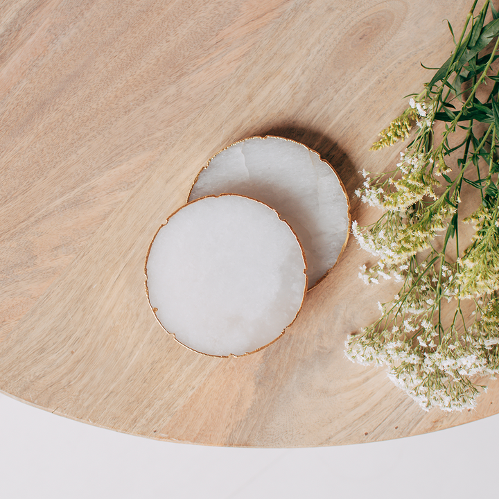 Crystal Quartz Coaster- Set Of 2