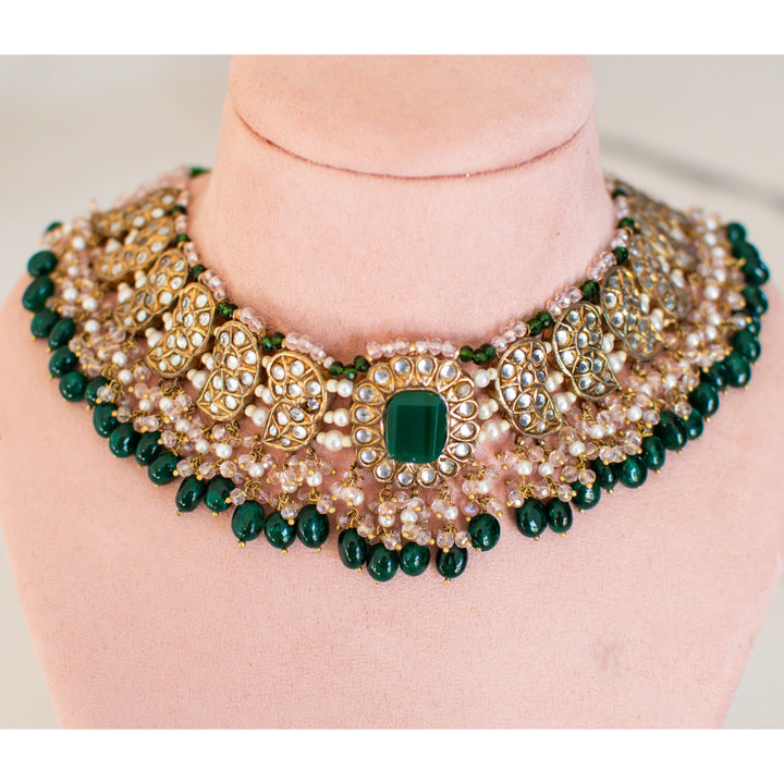 Zaryab Set - Emerald & Pink