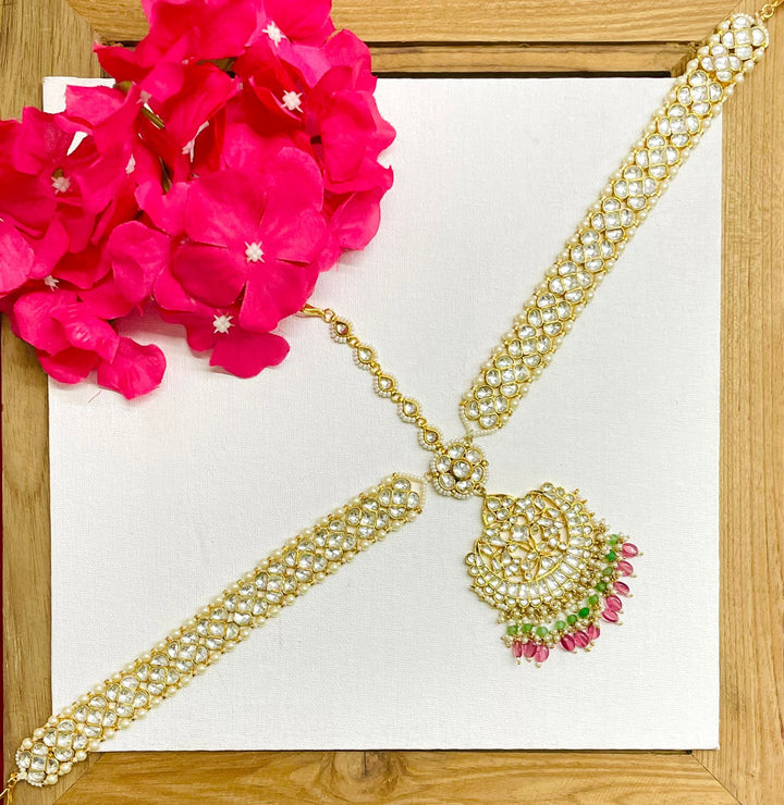 Custom Order - Meena Mathapatti W/ Pearl Teekah Motif Matching W/ Alia Bhatt's Wedding Look