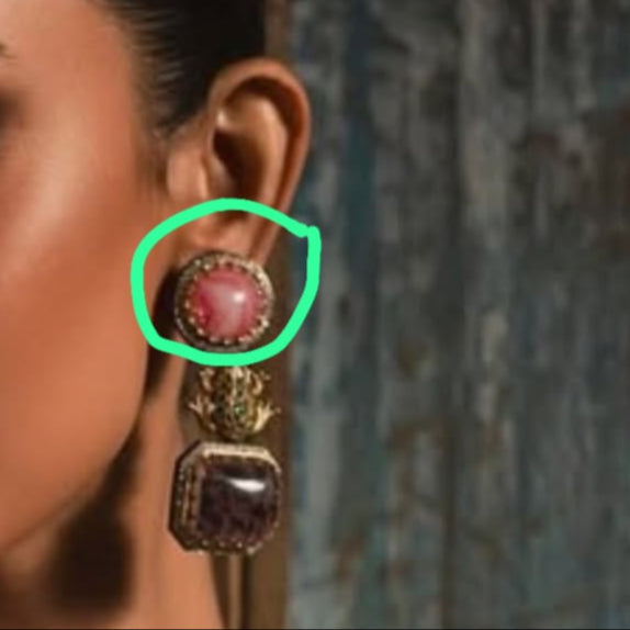 Custom Order - Prerna Earrings W/ Pink Middle Stone