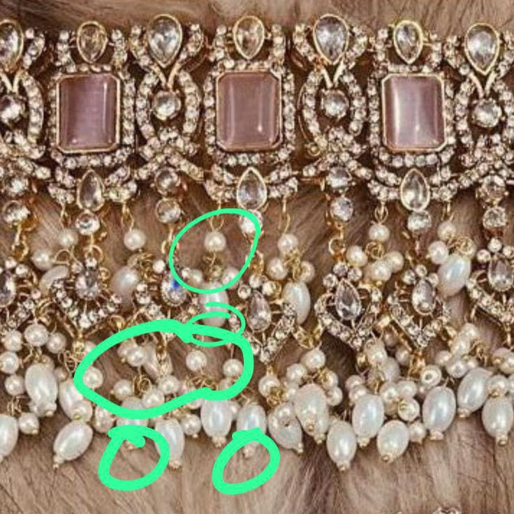 Custom Order- Serein Set- No jhoomar & w/sage green beads