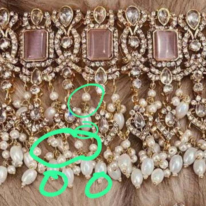 Custom Order- Serein Set- No jhoomar & w/sage green beads