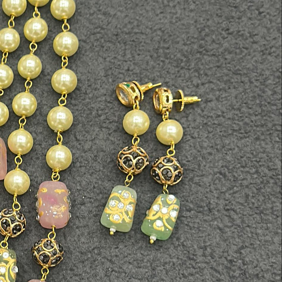 Custom Order - Palak Mala & Earrings Set