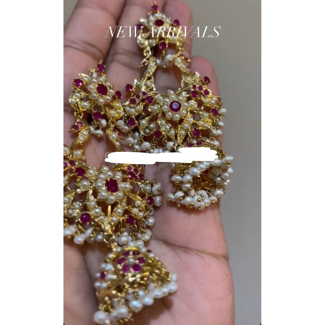 Custom Order - Sabila Set W/ Deep Red Stones