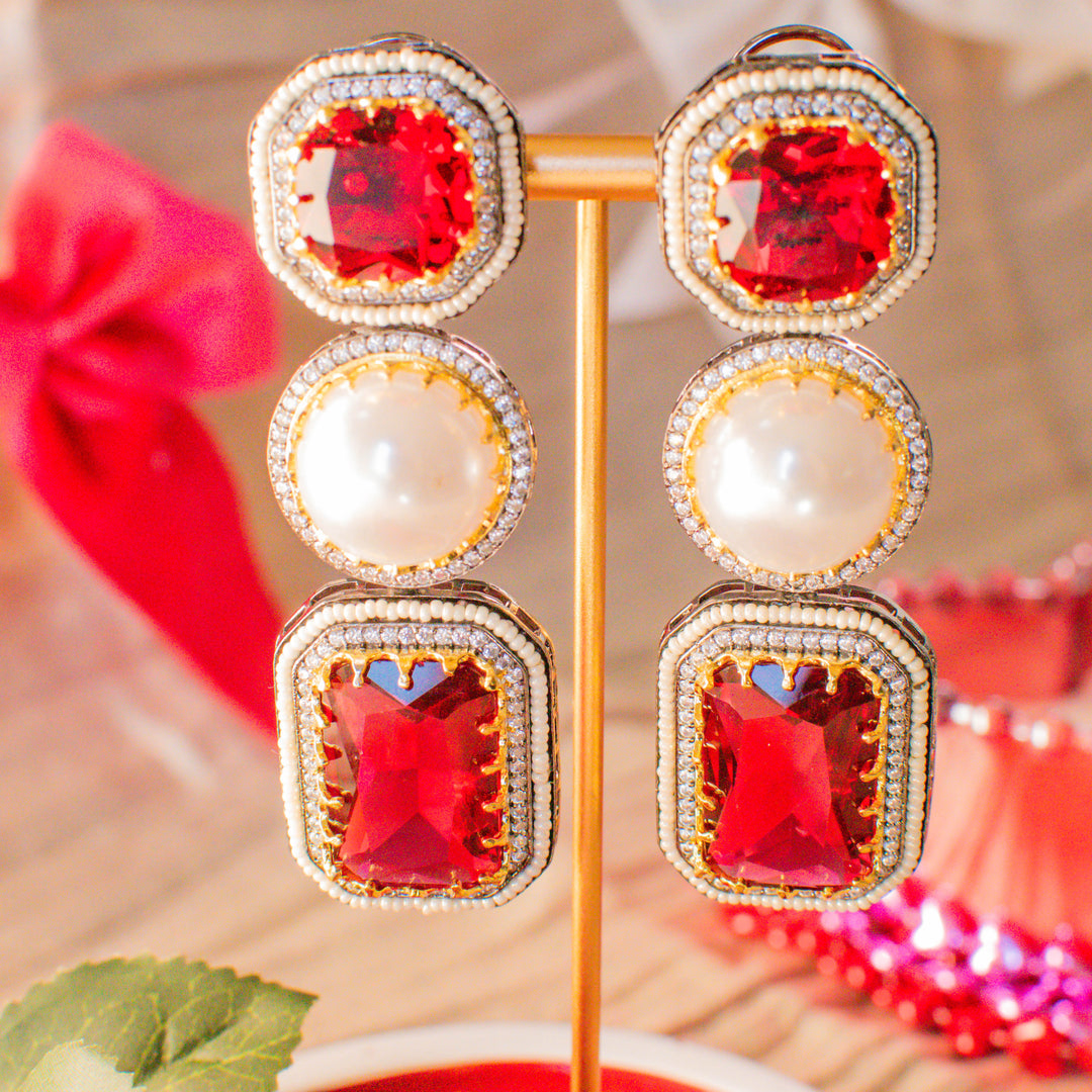 Hamda's Prerna Earrings - Ruby Look