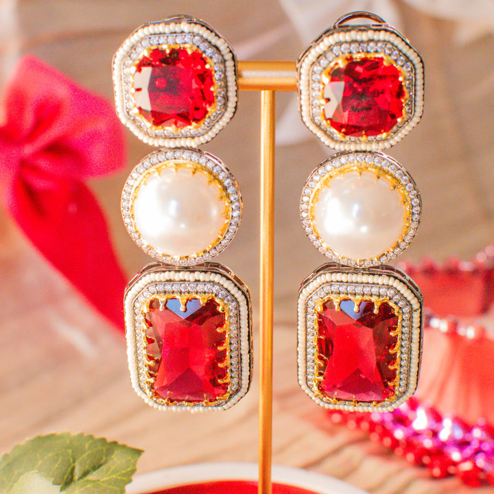 Hamda's Prerna Earrings - Ruby Look