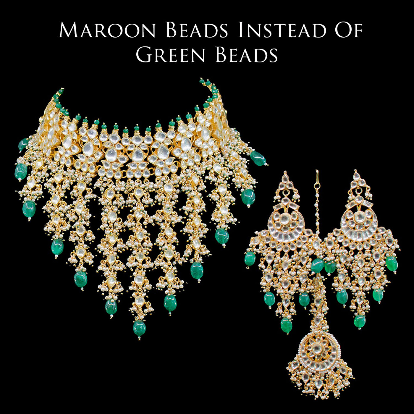 Custom Order - Haleema Set With Maroon Beads