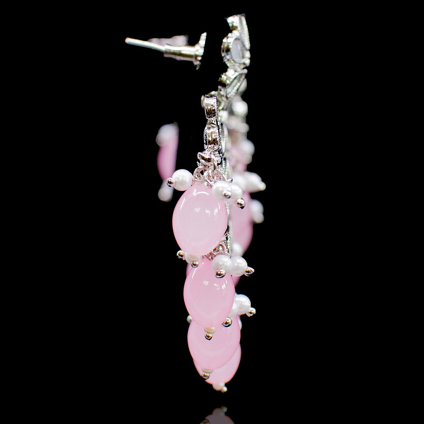 Fareen Earrings & Teekah Set - Pink