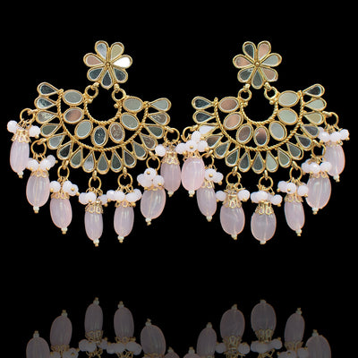 Fareen Earrings & Teekah Set - Pink