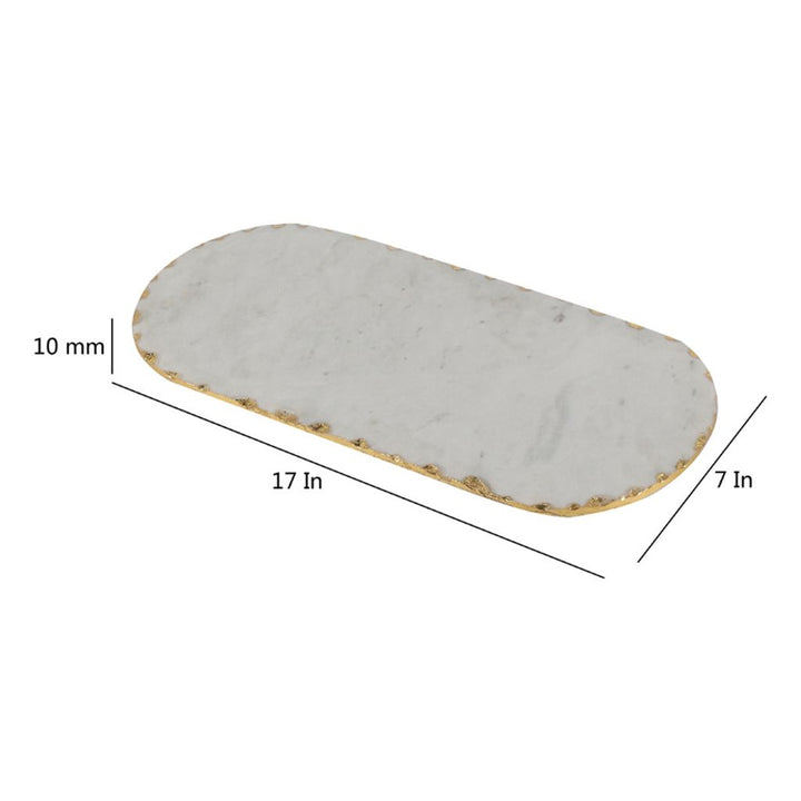 Marble Oval Tray With Gold Accent