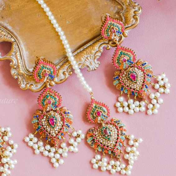 Custom Order - Himika Earrings & Teekah Set