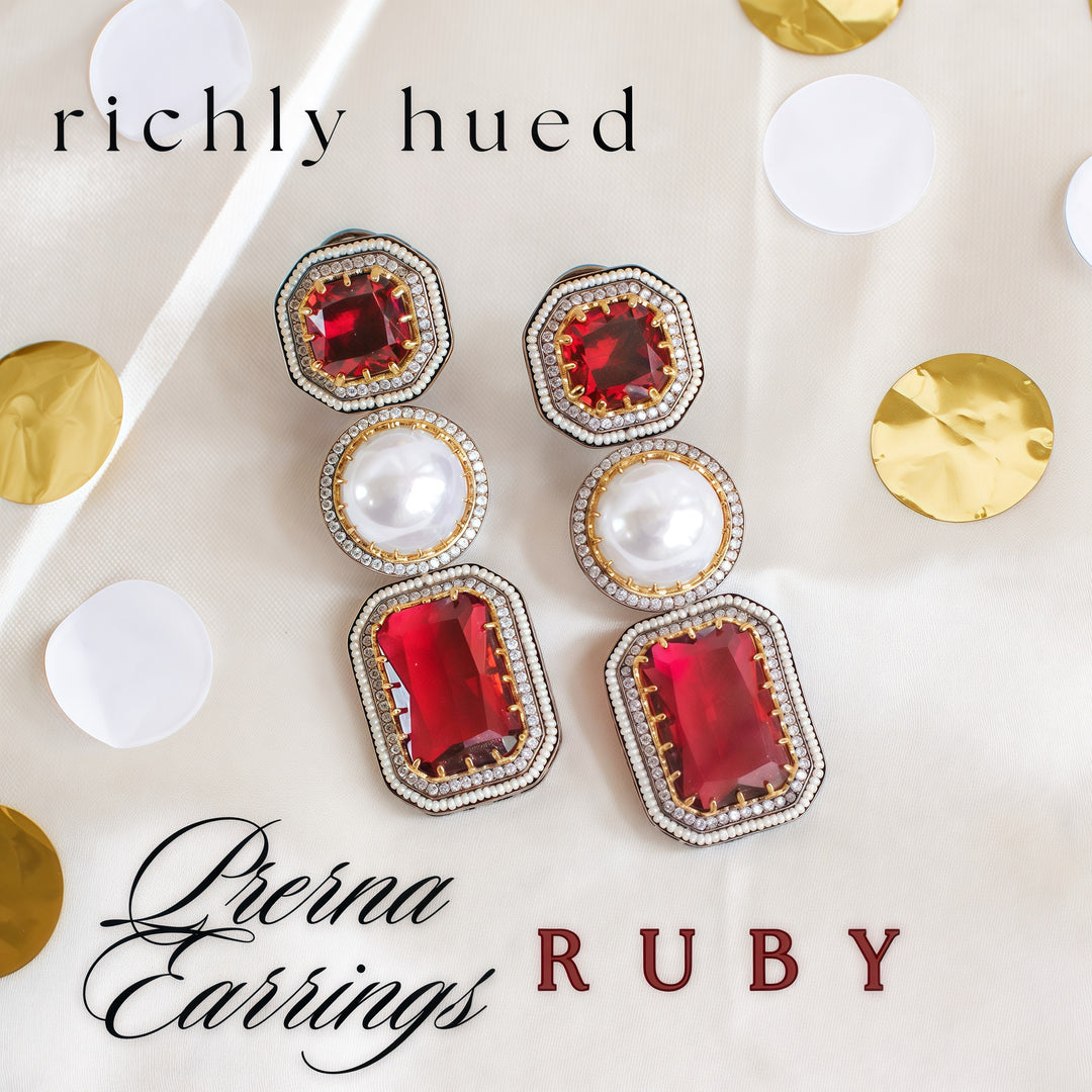 Prerna Earrings - Ruby