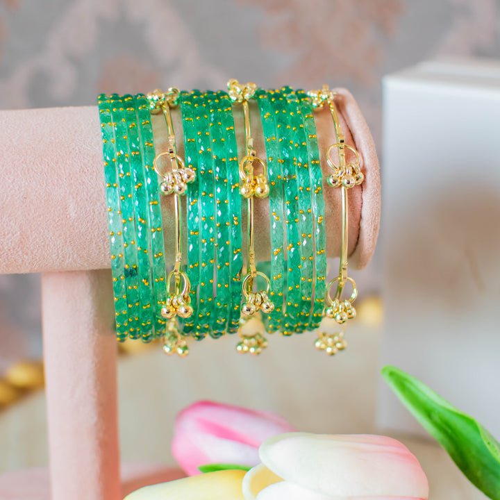 Myra Raindrop Bangles - Green