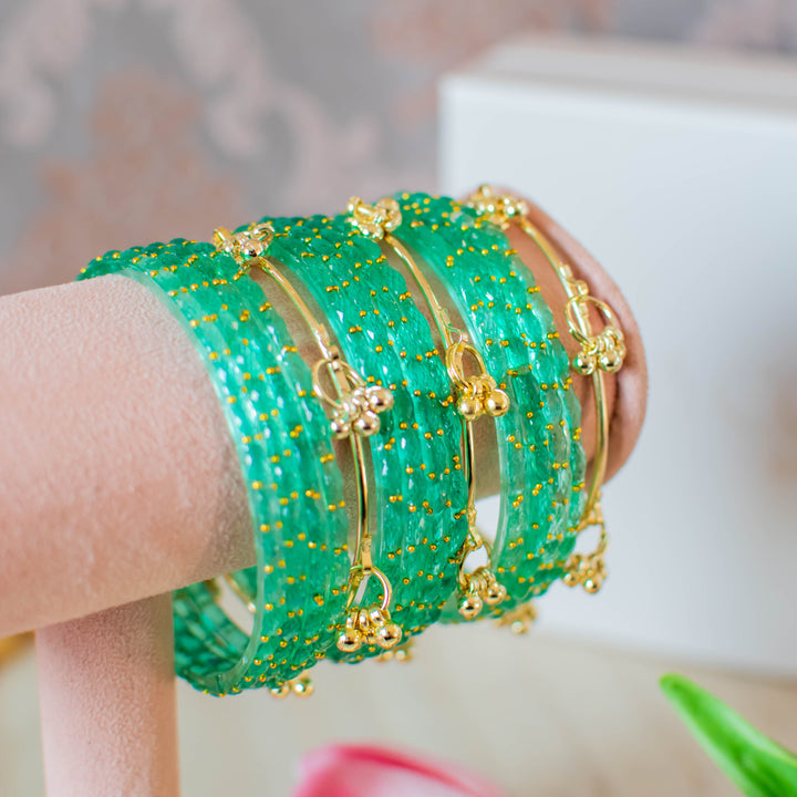 Myra Raindrop Bangles - Green