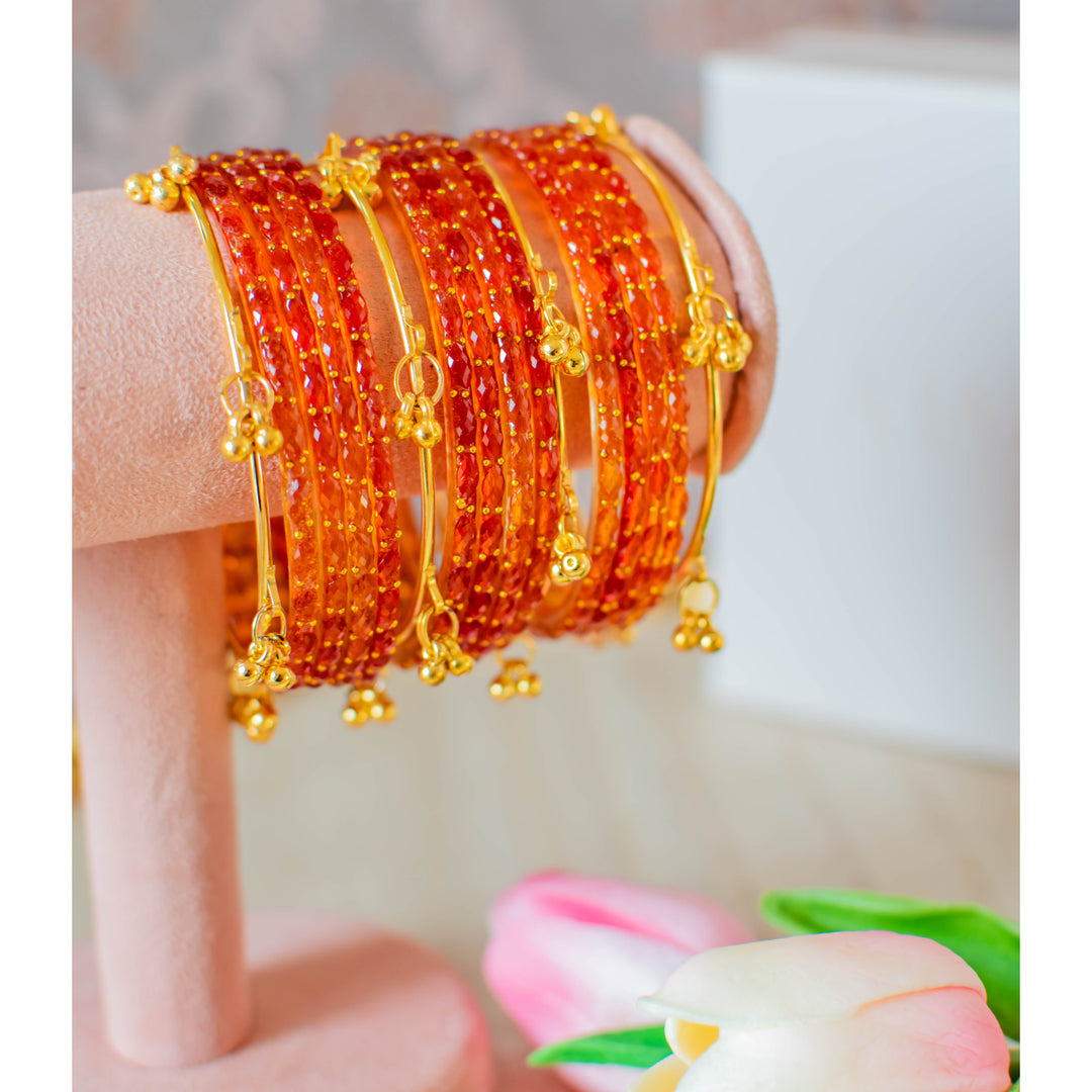 Myra Raindrop Bangles - Orange
