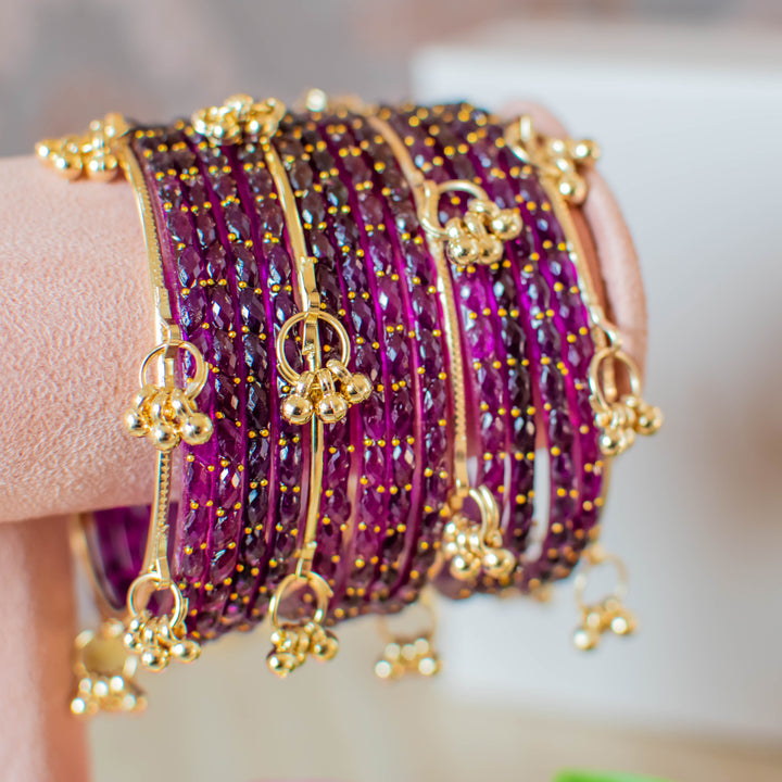 Myra Raindrop Bangles - Purple