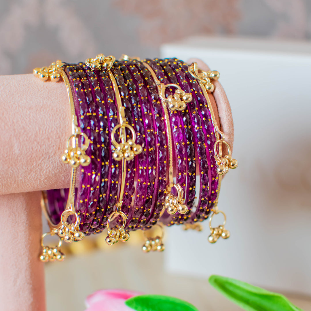 Myra Raindrop Bangles - Purple