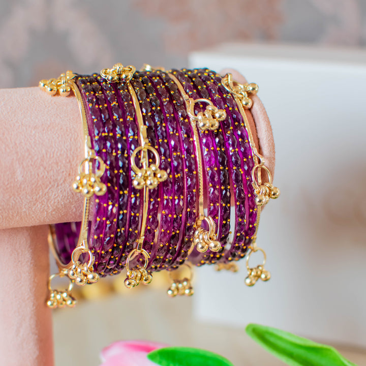 Myra Raindrop Bangles - Purple