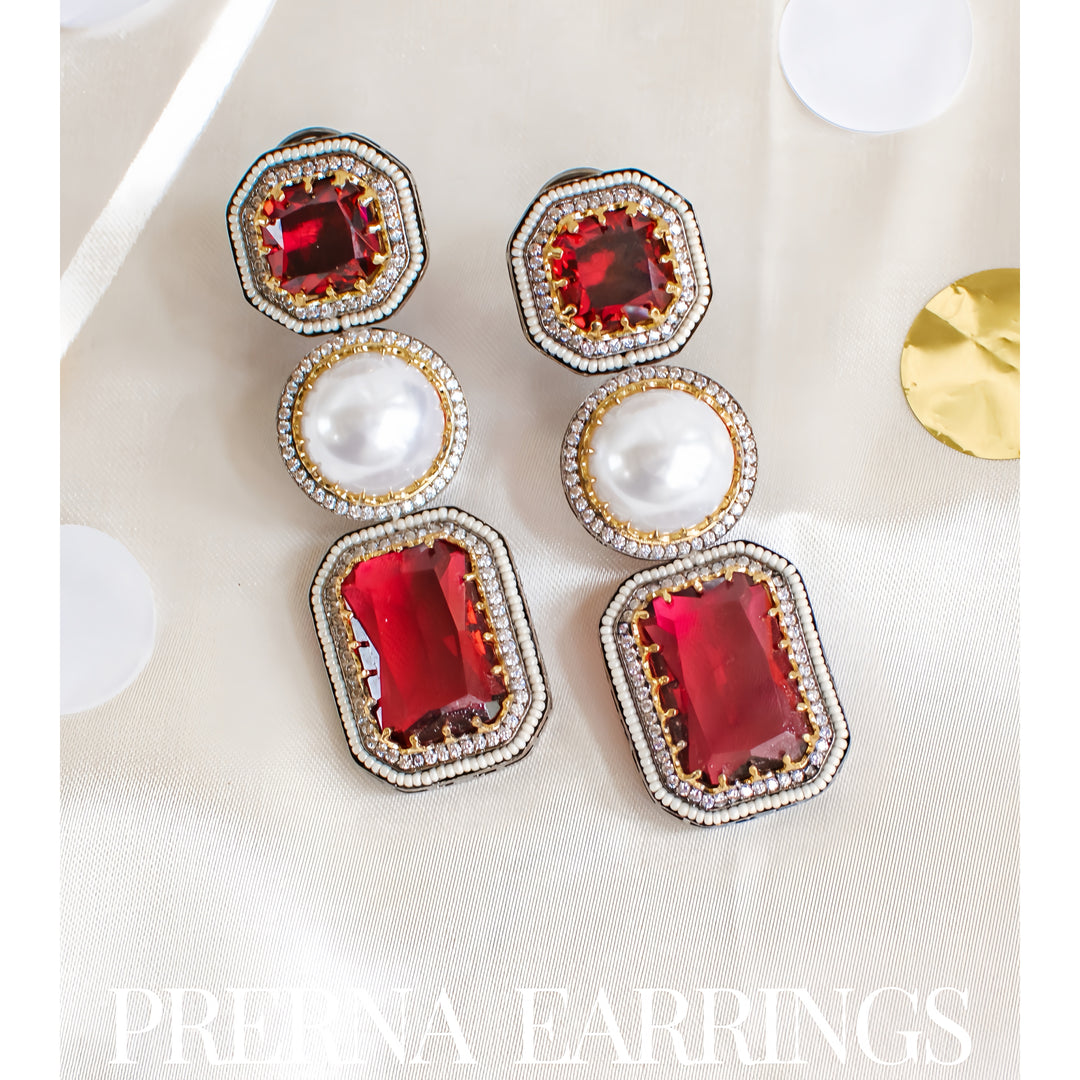 Prerna Earrings - Ruby
