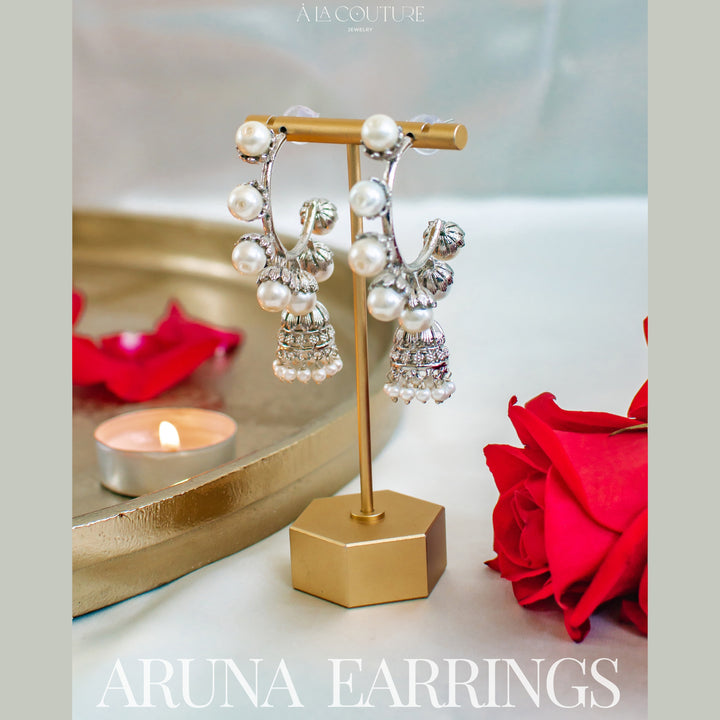 Aruna Earrings - Oxidized Silver