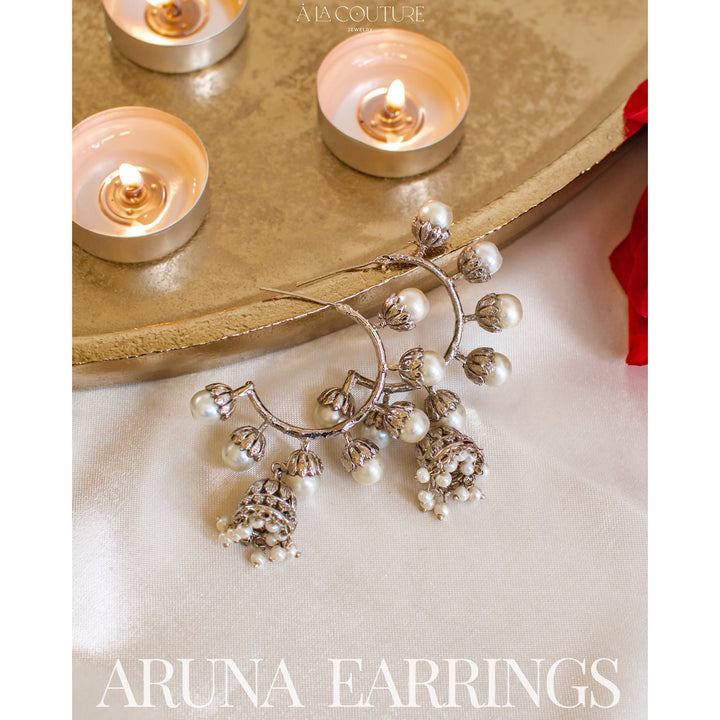 Aruna Earrings - Oxidized Silver