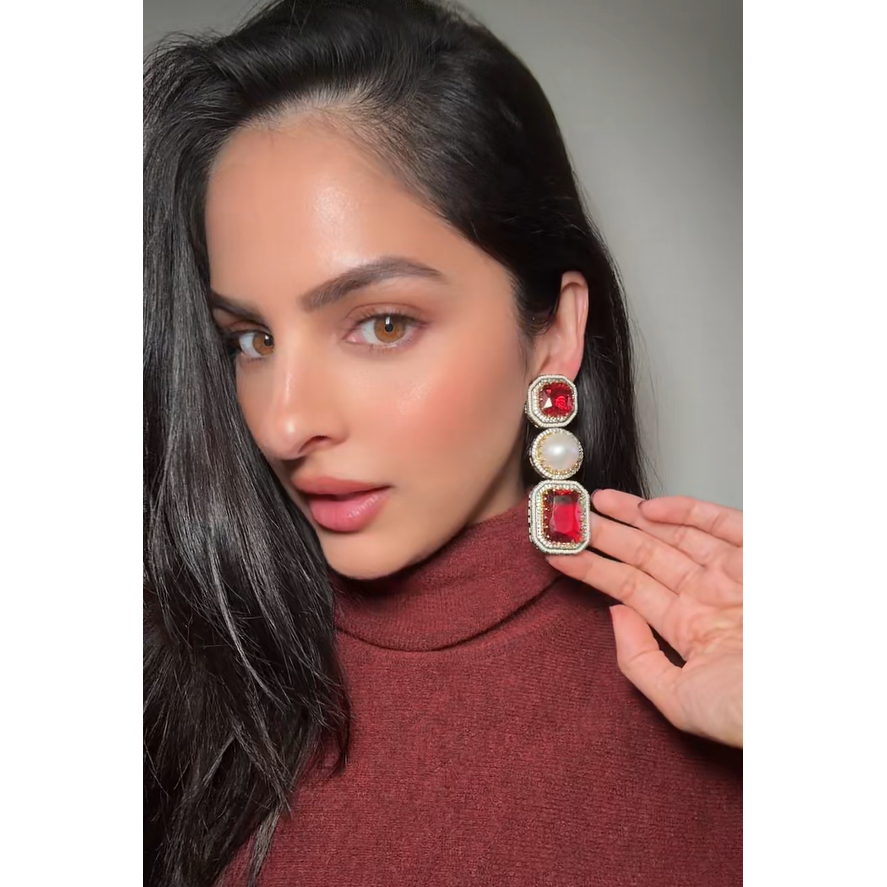 Hamda's Prerna Earrings - Ruby Look