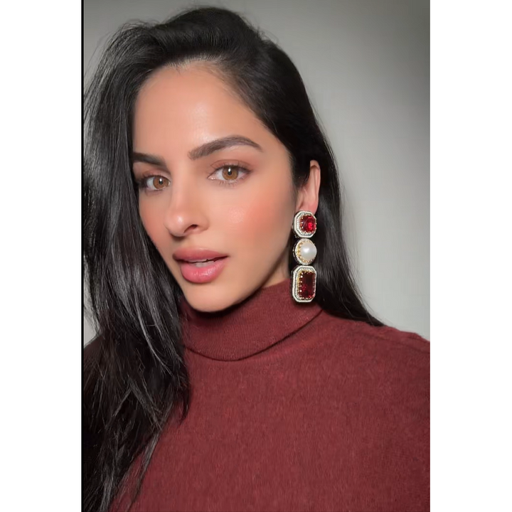 Hamda's Prerna Earrings - Ruby Look