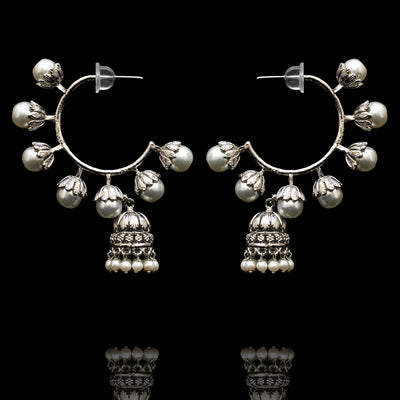 Aruna Earrings - Oxidized Silver