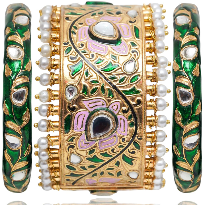 Brishna Bangles Pink & Green - Available in 3 Sizes