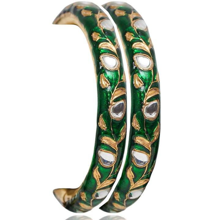 Brishna Bangles Pink & Green - Available in 3 Sizes