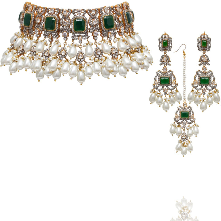 Yashfa Set Emerald With Teekah