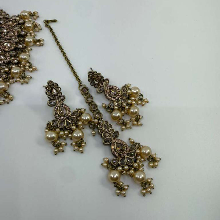Minza Set With Golden Pearls