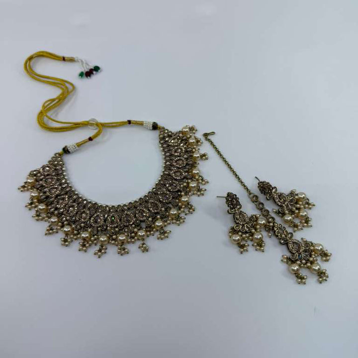 Minza Set With Golden Pearls