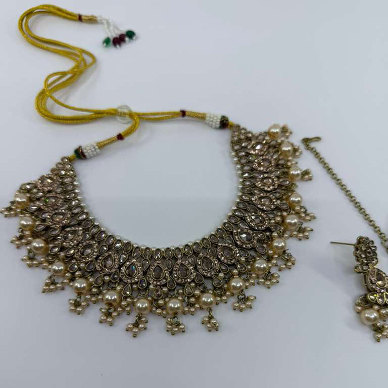 Minza Set With Golden Pearls