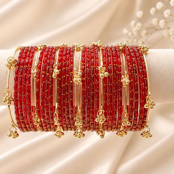 Myra Raindrop Bangles - Red