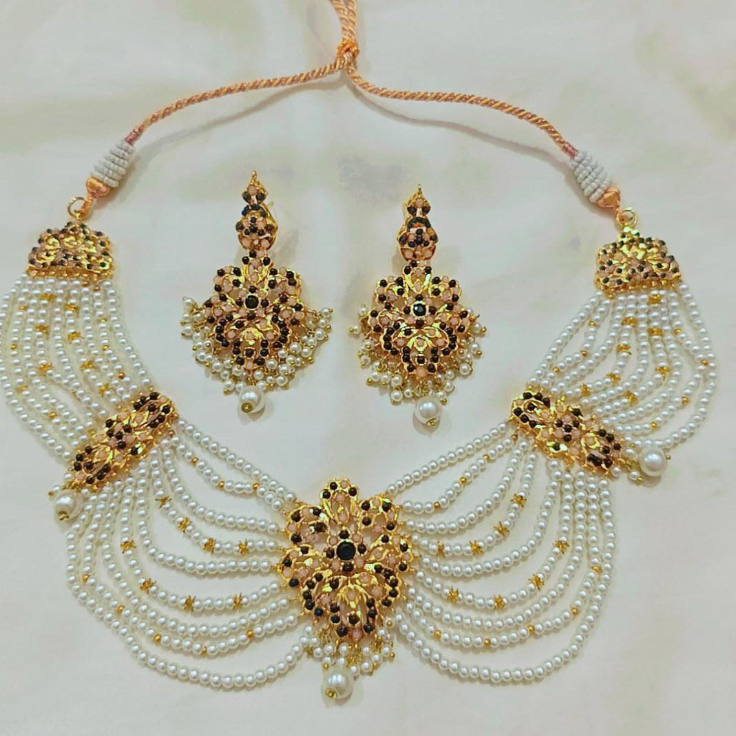 Custom Order - Eliah Set W/ Deep Blue Stones & Soft Pink Stones
