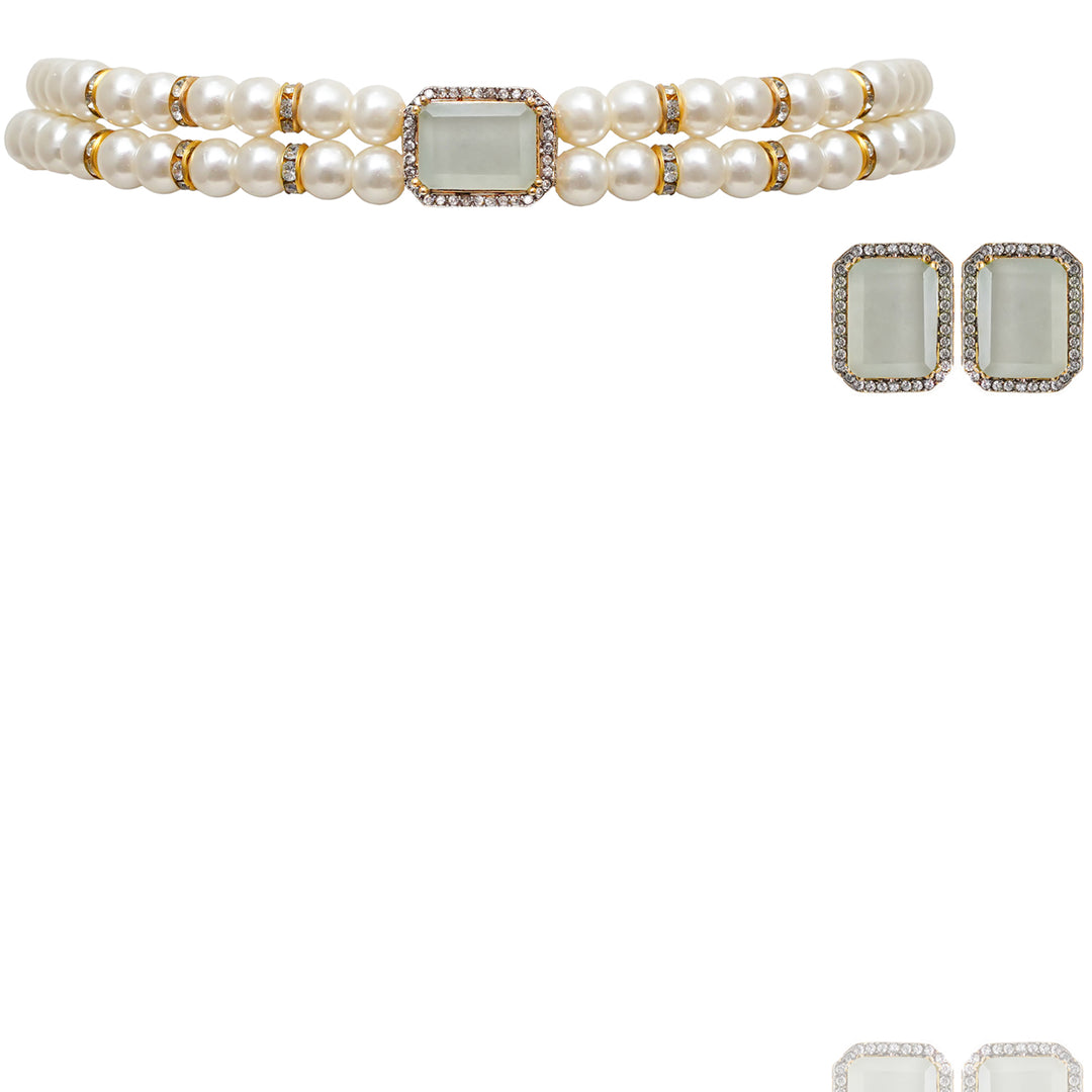 Alia Bhatt Set - Grey - Gold Plating